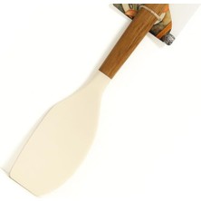 Karokstore Akasya Saplı Silikon Spatula – Yapışmaz Yüzey Dostu, Esnek ve Dayanıklı Mutfak Gereci, Dayanıklı