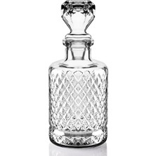 Karokstore Kristal Kesme Cam Karaf Sürahi Meşrubat Içecek Şişesi Sunum Servis Şişesi 1240 ml