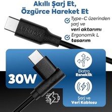 Karokstore Type-C To Type-C ile Uyumlu ve ile Uyumlu Hızlı Şarj ve Data Kablosu 200 cm L Tipi Gaming Hasır Örgülü (Kırmızı)