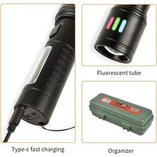 Karokstore 2000 Lümen Şarjlı El Feneri – 6 Işık Modlu Metal Kasalı, Zoom Özellikli, Type-C Şarj Girişli, Suya Dayanıklı Güçlü LED Fener, Kamp ve Acil Durum Aydınlatma Lambası