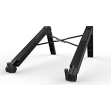 Karokstore Laptop Standı Yükseltici Katlanabilir 3 Kademe Abs Hafif Taşınabilir Notebook MacBook Tablet iPad Uyumlu Kaymaz Silikon Ayaklı Ergonomik Masaüstü Stand Siyah