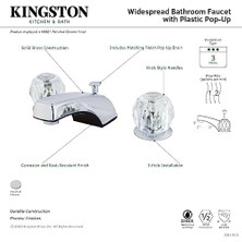 Karokstore KB921 Americana 8-Inç Ikiz Akrilik Saplı Lavabo Bataryası, Parlak Krom