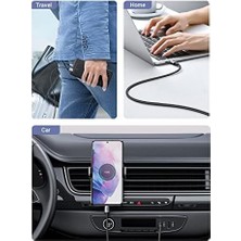 Karokstore Ugreen 2.0 A Usb-A & Usb-C Örgülü Şarj ve Data Kablosu, 25 Santimetre, Siyah, 60124