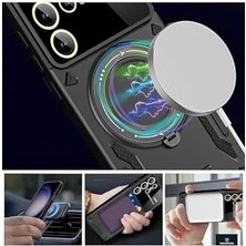 Karokstore Galaxy S22 Için ile Uyumlu Kılıf Kamera Korumalı Açılıp Kapanabilen Dikey ve Yatay Standlı 360 Derece Dönebilen Stand Darbelere Dayanıklı Koruyucu Renkli Tank Kapak
