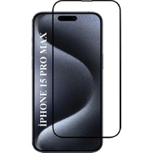 Elixem İphone 15 Pro Max Uyumlu Tam Kaplayan 5D Çerçeveli Ekran Koruyucu Temperli Cam