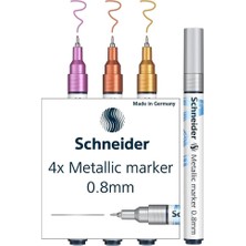 Karokstore Metalik Marker 4'lü Set (Set 2, Çizgi Kalınlığı 0,8 Mm, Yeni Pigment Teknolojisi, Güçlü Parıltı Efekti) Gümüş, Altın, Bakır, Mor