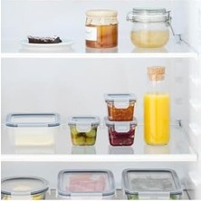 Karokstore 3 Adet Cam Saklama Kabı Seti 180 Ml, Kare-Vakumlu Mini Kaplar