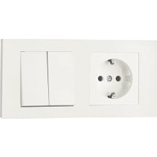 Karokstore Grano Beyaz 2'li Set Komütatör ve Topraklı Priz Set