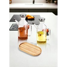 Karokstore Bambu Yağlık Şişesi Altlığı, Mutfak Yağdanlık Koyma Standı, Şık Tasarım Yağlık Altlık 2 Adet (Oval)