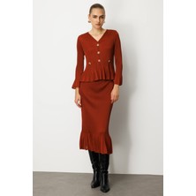 Ekol Etek Ucu Piliseli Midi Etek 26KEKL03915