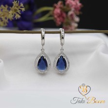 TB Takı Boom Gece Mavisi Damla Safir Küpe, Lacivert Damla Küpe, Kadınlar Için Harika Hediye, Sevgiliye Hediye