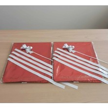 Aybaş Kağıtçılık 10 Lu 30X45CM Kırmızı Metalize Hediye Paketi +19X45 cm Beyaz Çekmeli Fiyonk