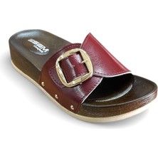 Esem 0047 Z 0014 Kadın Günlük Tek Tokalı Yazlık Comfort Terlik Bordo