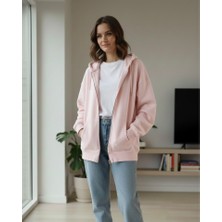 Unique Core Kapüşonlu Fermuarlı Basıc Sweatshırt