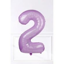 Pekshop Lila Rakam Folyo Balon Lila Yaş Balonu