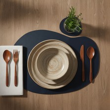 Grand Fine Art 2 Kişilik 4 Parça Deri Amerikan Servis 30X44 Cm-Silinebilir Supla-Kendinden Bardak Altlıklı