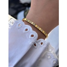 Ferro Sarı Çelik Kelepçe Kordon Kristal Taşlı Kadın Bileklik FRJW10037A-B 2 Yıl Garantili Hediye Paketli