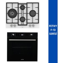 Ferre ve Afm Tech Markalı Fethy- F-13   Siyah - Beyaz 2'li Cam Ankastre Set (ED076-WFA Wok +FM7700)