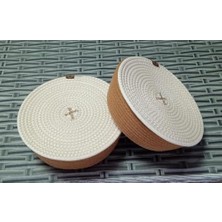 Karokstore Hasır 2 Adet Kapaklı Örme Sepet Kordon Halat Jüt Ip Düzenleyici