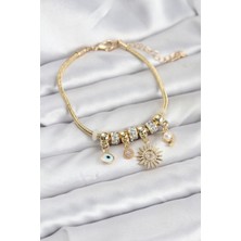 Callerrons Accessories Pirinç Gold Renk Güneş Charmlı Kadın Bileklik - EBJ260109W39042
