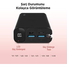 Karokstore Mojue PB06 20.000MAH Pd 20W LCD Ekranlı Taşınabilir Şarj Aleti / Powerbank Siyah
