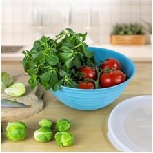 Karokstore Galaksi Desenli Kapaklı Saklama Kabı 3lü Set 3lt 2lt 1lt (Turkuaz)