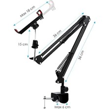 Karokstore Fotoğraf ve Video Çekim Standı 360 Derece Dönebilen Youtuber Twitch Yayıncı Standı Multi Fonksiyonel Kıskaçlı Mandanlı Kolay Kurulum Sıra Masa Dolap ve Tezgahlarda Kullanım