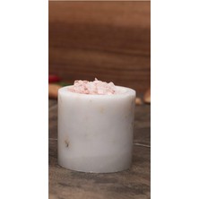 Karokstore Roza Mermer Baharatlık 8x8 cm Mermer Tuzluk Masaüstü Baharatlık Beyaz