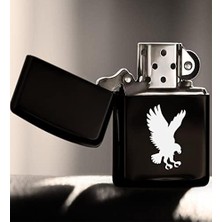 Karokstore Bk Kartal Tasarımlı Siyah Benzinli Metal Çakmak