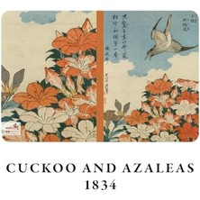Karokstore Cuckoo And Azaleas, Hokusai 1834, A4 Defter Vı, Çizgisiz, Toplam 64 Sayfa, Tel Dikiş, Esnek Kapak, Oval Kenar, Tuval Doku, 60 Gram, Sarı Krem Renk, 21X29,7X0,5CM