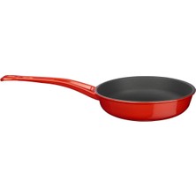 Karokstore Metal Döküm Kızartma Tavası, Metal Saplı, 24 Cm, Kırmızı