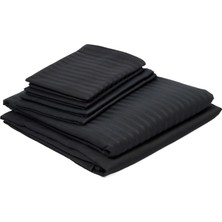 Karokstore Stripe ÇIZGILI%100 Pamuk Nevresim Takımı, Siyah, Size