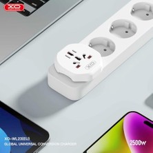 Karokstore Xo Is Beauty Evrensel Çoklu Seyahat Adaptörü WL23| Eu To (Usa,eu,jan,uk,aus,cn) – 2500W Güç Destekli, Çoklu Ülke Uyumlu, Kompakt ve Güvenli Dönüştürücü, Akım Korumalı | Beyaz