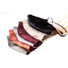 Karokstore Of Silk %100 Ipek Fıstık Yeşili Ağız Maskesi Zincir Detaylı