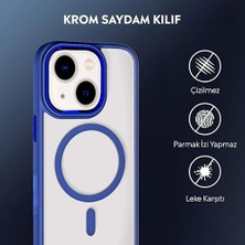 Karokstore Kılıf Şarj Özellikli Krom M-Safe Uyumlu Silikon Sararmaz Kapak (Lacivert, 13/14)