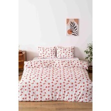 Karokstore Kırmızı Papatyalı Tek Kişilik Nevresim Takımı, Pamuklu