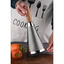 Karokstore Ahşap Saplı Modern Paslanmaz Çelik Koni Rende 28 x 12 cm