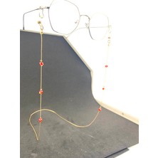 Optic Plus Italyan Zincirli Küp Taşlı Gözlük Zinciri / Ipi Kırmızı