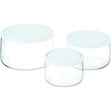 Karokstore Yuvarlak 3’lü Borosilikat Cam Saklama Kabı Seti, 0.40 L + 0.80 L + 1.50 L, Sızdırmaz Kapak, Mikrodalga-Fırın-Buzdolabı-Bulaşık Makinesi Uyumlu