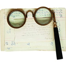 Karokstore Co-Op Pirinç Çerçeveli Dekoratif Gözlük Büyüteç, Siyah