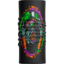 Motobir Baf-Bandana Mor Yeşil Turuncu Içecekli Maymun