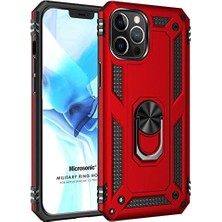 Karokstore 12 Pro Max Için Kılıf Military Ring Holder Kırmızı [ 12 Pro Max ile Uyumlu Kılıf - Kırmızı]