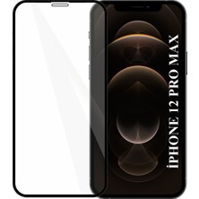 Elixem İphone 12 Pro Max Uyumlu Tam Kaplayan 5D Çerçeveli Ekran Koruyucu Temperli Cam