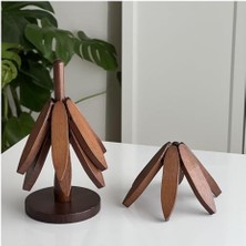 Karokstore Ahşap Ağaç Şekilli 3’lü Bardak Altlığı Seti – Istiflenebilir Dekoratif Altlık Standı ile Premium Masa Koruyucu Set (Akasya Renk)