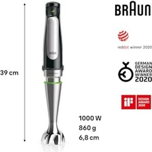 Karokstore Multiquick 7 Mq 7075X El Blenderi, Activeblade Teknolojisine Sahip Çıkarılabilir Paslanmaz Çelik Blender Ayağına Sahip El Blenderi, 3 Parçalı Aksesuar Seti Dahil, 1000 Watt, Siyah