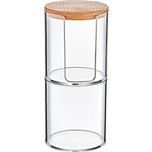 Karokstore Ahşap Kapaklı Çift Katlı Pamuk Organizer- Estetik ve Fonksiyonel Banyo Düzenleyici