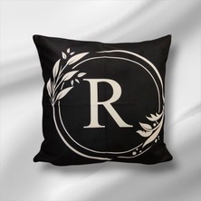 Mutlu Köşe "r" Harfli Çift Taraflı Pamuk Kete Premium Dizayn Kırlent Kılıfı