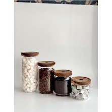 Karokstore Ahşap Kapaklı Cam Saklama Kabı 700 ml CAM0316