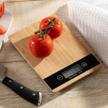 Karokstore Dijital Paslanmaz Çelik Yüzeyli Mutfak Terazisi | Hassas Ölçüm (1gr - 5kg) | Dara Alma Fonksiyonlu | Dijital Mutfak Tartısı | Şık ve Kompakt Tasarım (Bambu)