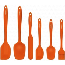 Karokstore Valletta Drongo Dayanıklı Yanmaz Yapışmaz Silikon Spatula Seti 6 Parça Turuncu